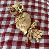 On Hold Crown Trifari Owl Brooch - 1960s “Birds of Fashion” Series