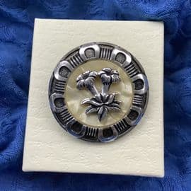 On hold for Lynne - Floral Scarf Ring - 1950s Aluminium Scarf Clip