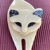 ON HOLD FOR SUE - A Cream Cat Brooch by Lea Stein Paris - Pussycat Pin