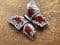 On hold Mod Style Butterfly Brooch  - Large Lea Stein  Butterfly Pin in Red, White and Black