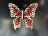 On hold Mod Style Butterfly Brooch - Large Lea Stein Butterfly Pin in Red, White and Black