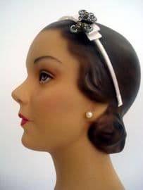 On the Wings of Love! - 1950's Enamel Butterfly Brooch on  New White Satin Band