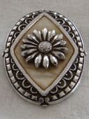 Oval 1950s Scarf Ring in Aluminium with Large Daisy Design (SOLD)