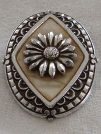 Oval 1950s Scarf Ring in Aluminium with Large Daisy Design (SOLD)