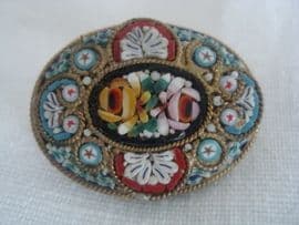 Oval Antique Micro Mosaic Brooch Circa 1900 - 1920 (SOLD)