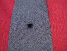 Oval Faux Onyx Tie Tack in Silvertone Finish (SOLD)