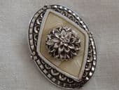 Oval Scarf Ring in Aluminium with Large Open Chrysanthemum Flower (SOLD)
