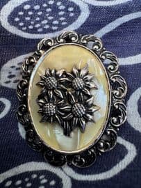 Oval Scarf Ring in Pink Coloured Aluminium - Four Daisies