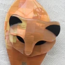 Peachy Pussy Cat Pin by Lea Stein - Attila The Cat Brooch (SOLD)