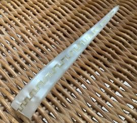 Pearly 1950s Hair Clip - Pearl Lucite with Golden Greek Key Design - French Vintage Hair Accessory