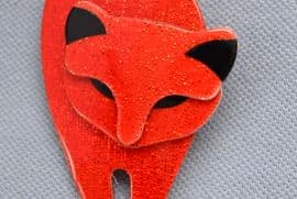 Perfect Cat Brooch by Lea Stein of Paris - Attila the Cat in Sparkly Red Glitter Effect (sold)