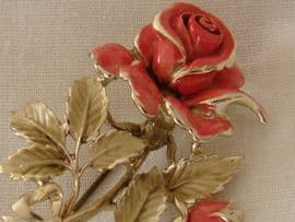 Pink Rose Brooch signed Exquisite-1960s - June Birthday Pin (SOLD)