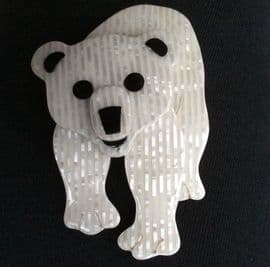 Polar Bear Pin By Lea Stein of Paris (SOLD) - Winter Bear Pin - Designer Brooch