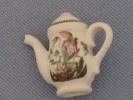 PORTMEIRION COFFEE POT BROOCH - BOTANIC GARDEN PATTERN