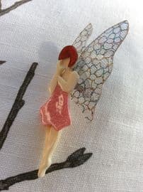 Pretty Butterfly Fairy Brooch by Lea Stein of Paris (Sold) - this one has a pink sparkly frock!