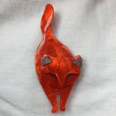 Pumpkin Orange Cat Pin by Lea Stein of Paris- - Attila the Cat (SOLD)