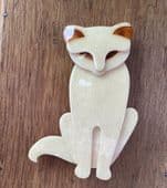 Quarrelsome Cat  by Lea Stein of Paris- Gorgeous Cream and Brown Cat Brooch