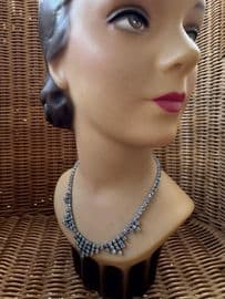 Rainbow Rhinestone Iris Glass Collar Circa 1940s Art Deco