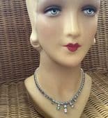 Rainbow Rhinestone Iris Glass  Necklace Circa 1940s Art Deco