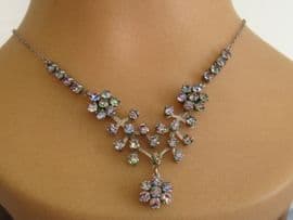 Rainbow Rhinestone Necklace - 1940s - 1950s vintage necklace (sold)