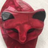 Raspberry Cat Brooch Attila the Cat Pin by Lea Stein Paris (SOLD)