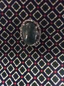Real Moss Agate Eye Stone Tie Pin - Vintage Circa 1970s - SilverPlated Gem Set Tie Tack
