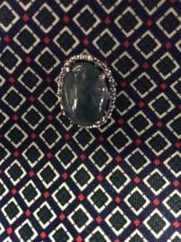 Real Moss Agate Eye Stone Tie Pin  - Vintage Circa 1970s - SilverPlated Gem Set Tie Tack