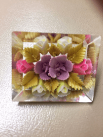 Rectangular shaped 1940's Lucite Brooch Carved with Flowers (SOLD)