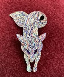 Red Blue Scribble Pattern Fox Brooch by Lea Stein Paris - Fox Pin