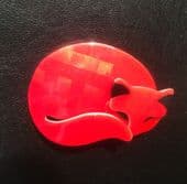 Red Cat Brooch - Lea Stein Gomina Cat Pin (SOLD)