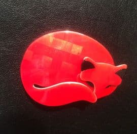 Red Cat Brooch - Lea Stein Gomina Cat Pin (SOLD)