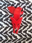 Red Fox Brooch - SIgned Lea Stein Paris Pin in Watermarked Silk Effect Design (sold)
