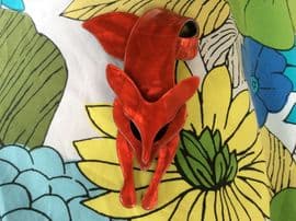 Red Fox by Lea Stein of Paris - Fox Brooch in Diamond Effect (SOLD)