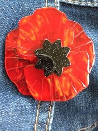 Red Poppy Brooch - Flower Pin - Poppy Field by Erstwilder