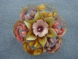 Reverse Carved Lucite Brooch 1950s with Kalidescope Flower Design (Sold)
