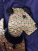 Ric the Terrier - 1950's Terrier Dog Brooch by Lea Stein of Paris - Golden with micro squares SOLD