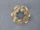 Scarf Clip Ring of Silvertone Filigree Leaves (sold)