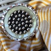 Scarf Ring-1950s Aluminium - Raised ball circle on Mother of Pearl - Silver-tone