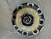 Scarf Ring-1950s Aluminium - Rose on Mother of Pearl - Horseshoe Border