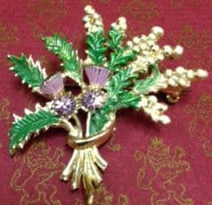 Scottish Style 1960s Brooch - Lucky White Heather with Purple Jewels by Exquisite (SOLD)