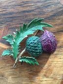 Scottish Thistle Brooch signed Exquisite - Unusual Large Size Pin (SOLD)