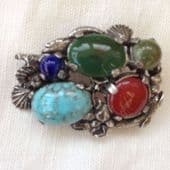 SeaThemed Signed Miracle Brooch - Vintage Pin with Fish, A Seahorse, Scallop Shells and Hermit Crab!