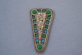 Shield Brooch Celtic signed Miracle - nice triangular shaped vintage brooch (sold)