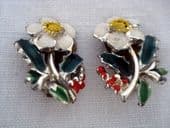 Signed Exquisite Christmas Rose Earclips - 1960's (SOLD)