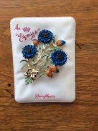 Signed Exquisite Cornflower Brooch 1960's on Original Display Card (SOLD)