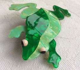 Signed Lea Stein, Paris Frog Brooch (SOLD) - Bright Green and Gold