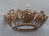 Silver and Marcasite Naval  Crown Brooch Pin - Vintage Hallmarked 1965 (SOLD)