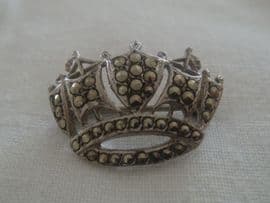 Silver and Marcasite Naval Crown Brooch Pin - Vintage - London Hallmark 1957(SOLD)