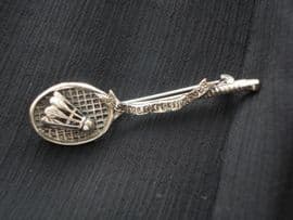 Silver Badminton Racquet with Shuttlecock Brooch (SOLD)