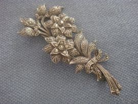 Silver Flower Brooch - 1940s Marcasite Brooch (SOLD)